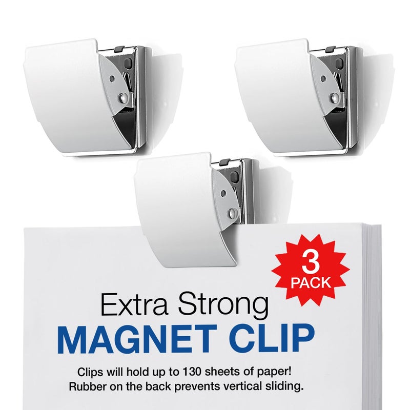 Plus Extra Strong Magnetic Clips, Large White, 3-Pack - Image 1